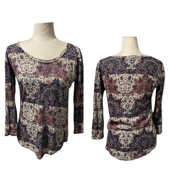 Lucky Brand Multicolor Print Boho Style Top - Picture 1 of 8